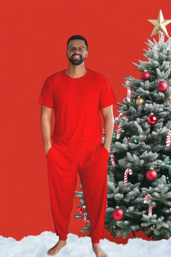 Red Rib Men's Dream Jogger Set