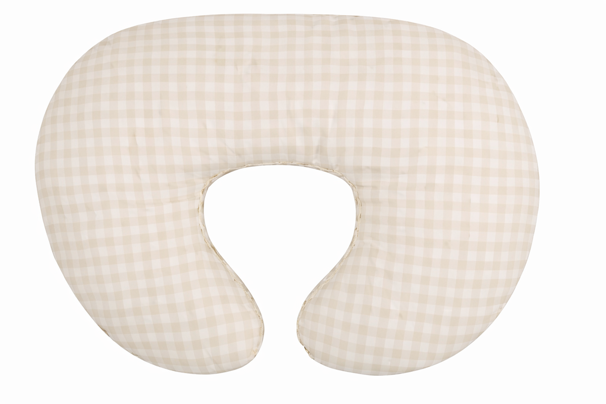 Beige Gingham Ruffle Nursing Pillow Cover