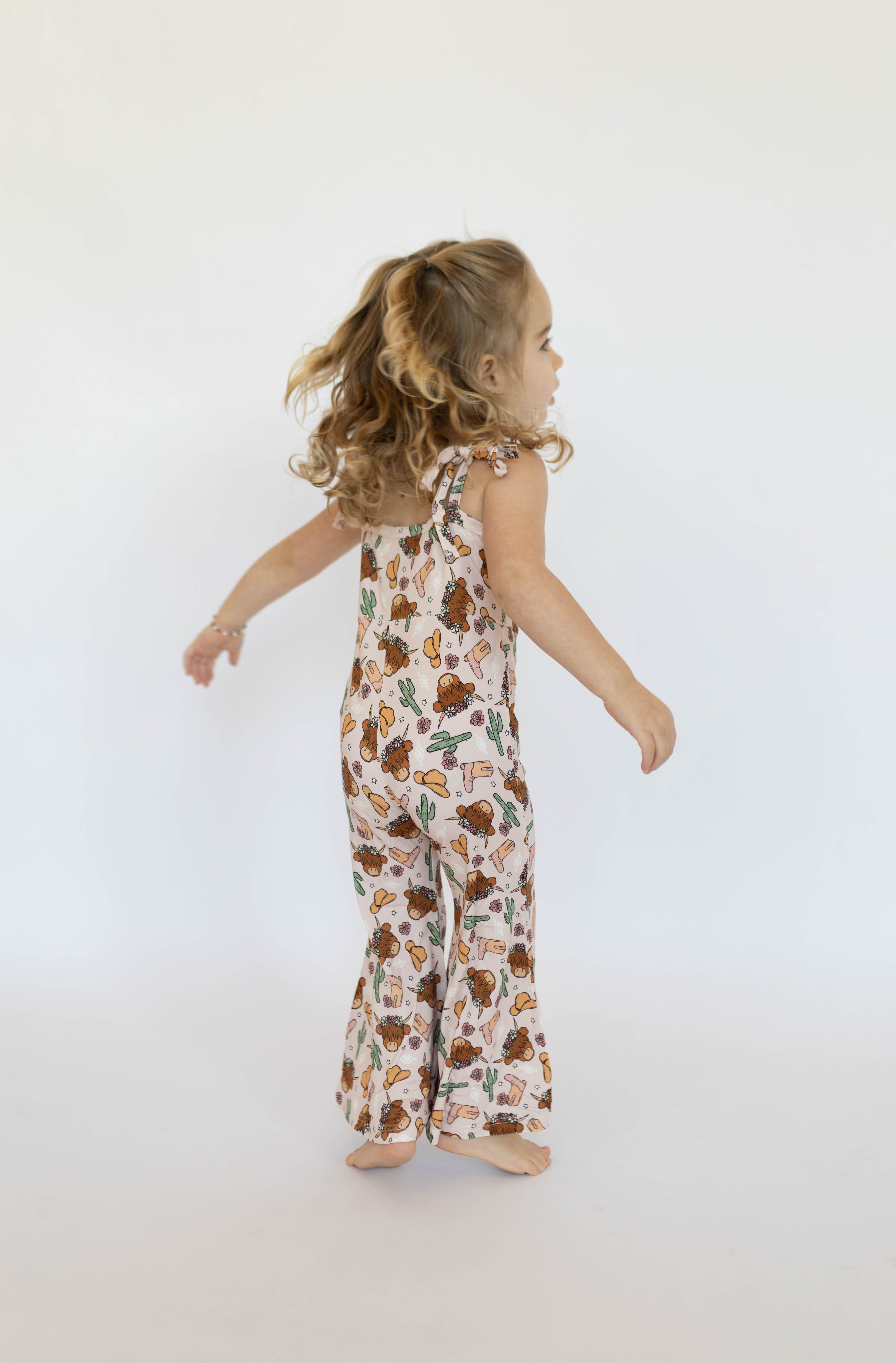 Pink Highland Cow Bell Romper