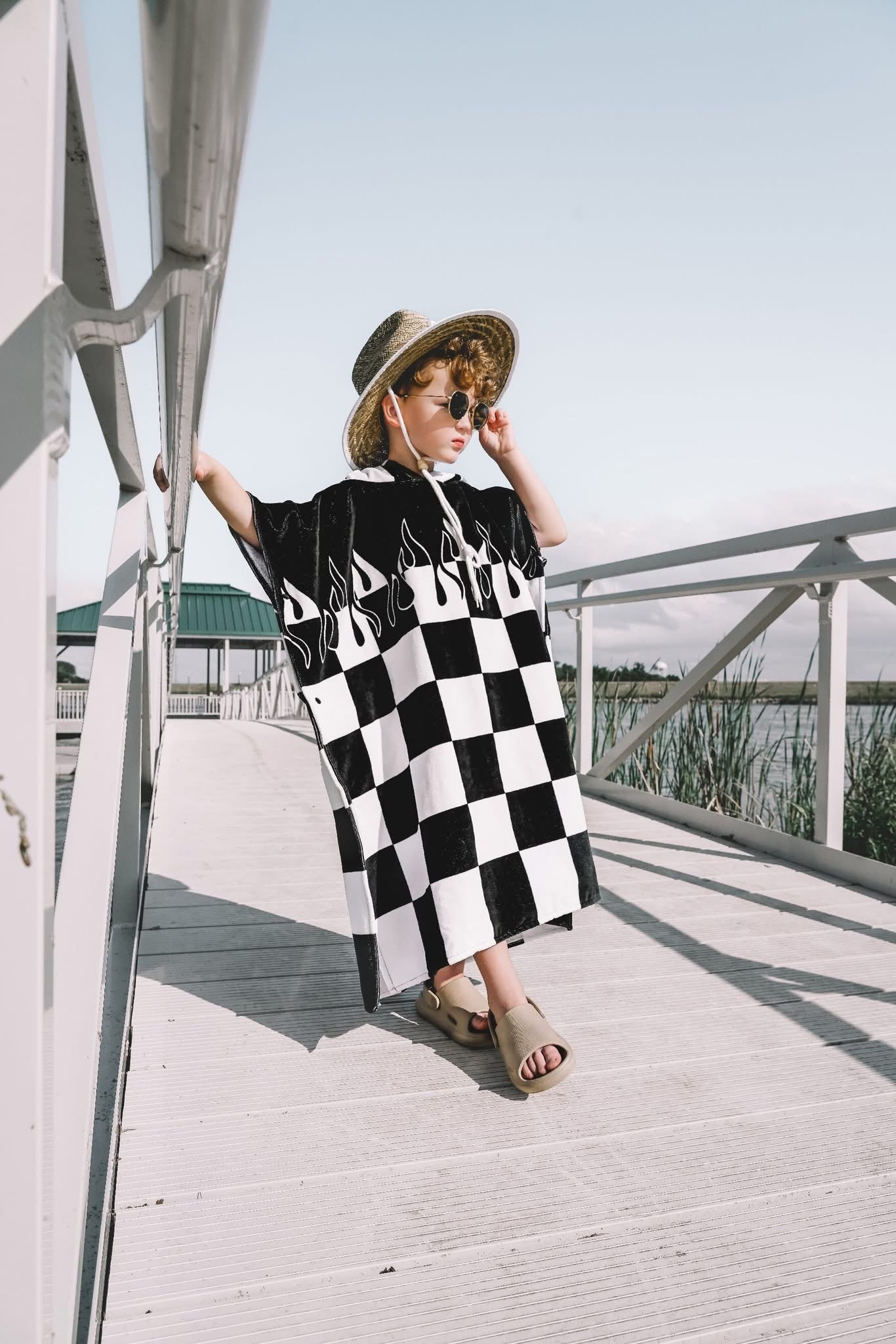 Checker Flame Hooded Towel