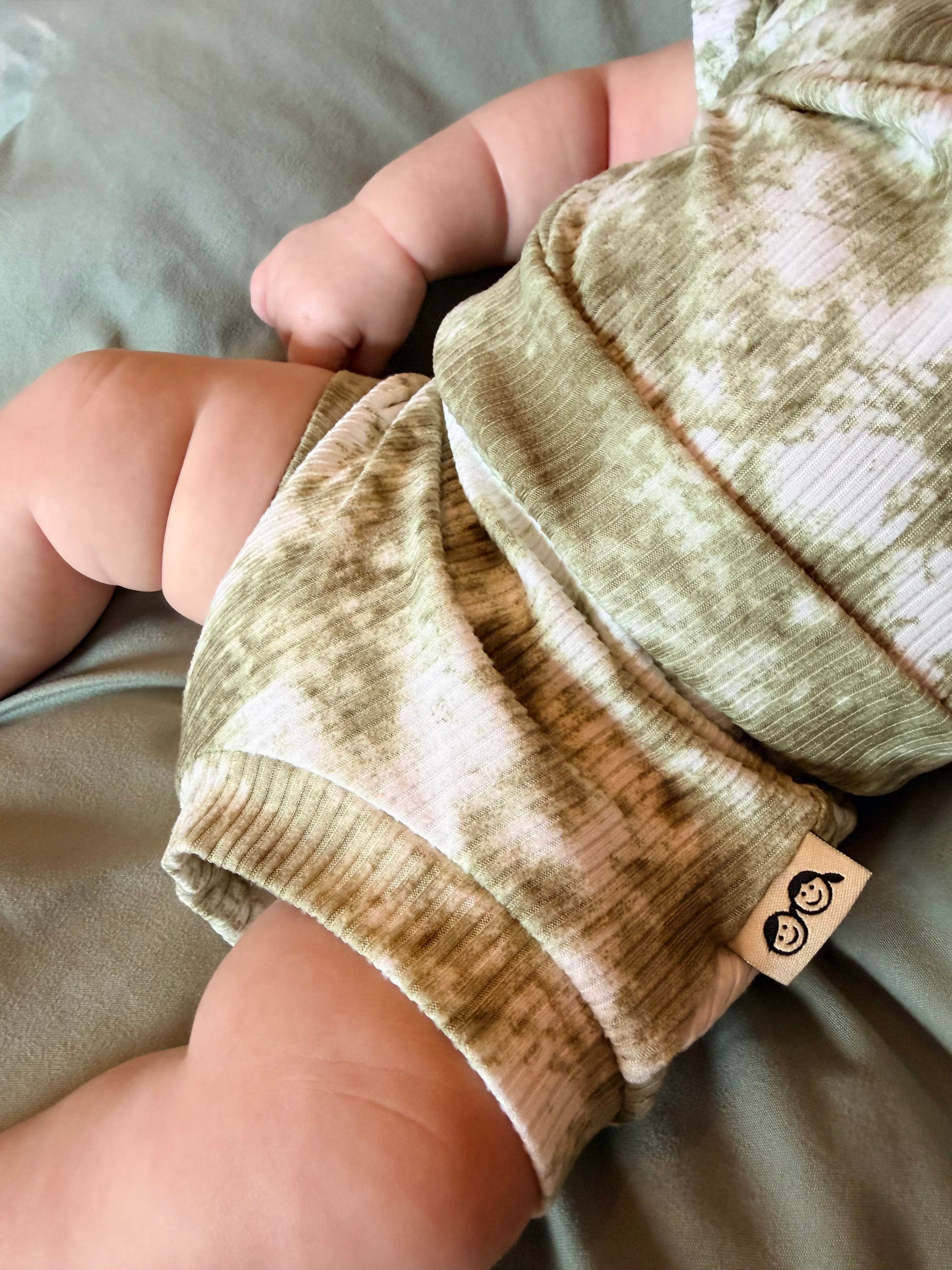 Olive Green Tie Dye Ribbed Summer Lounge Set