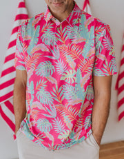 Men's Pink Palm Paradise Athletic Polo