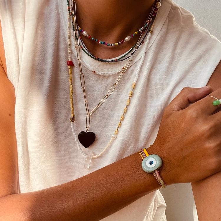 Stellar Gemstone Heart Chain Necklace