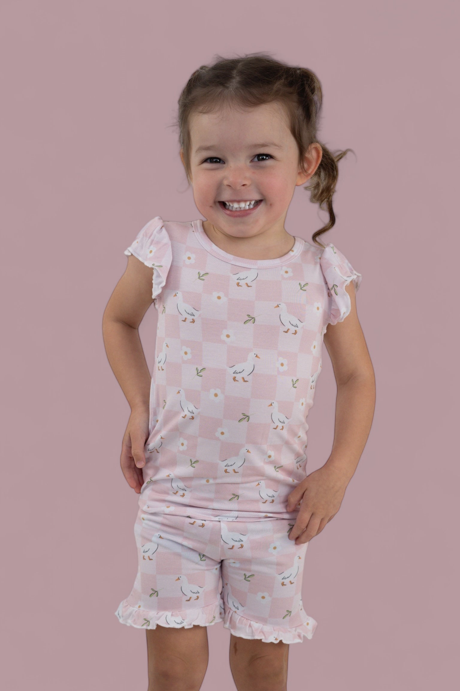 Exclusive Ducks And Daisies Dream Ruffle Short Set