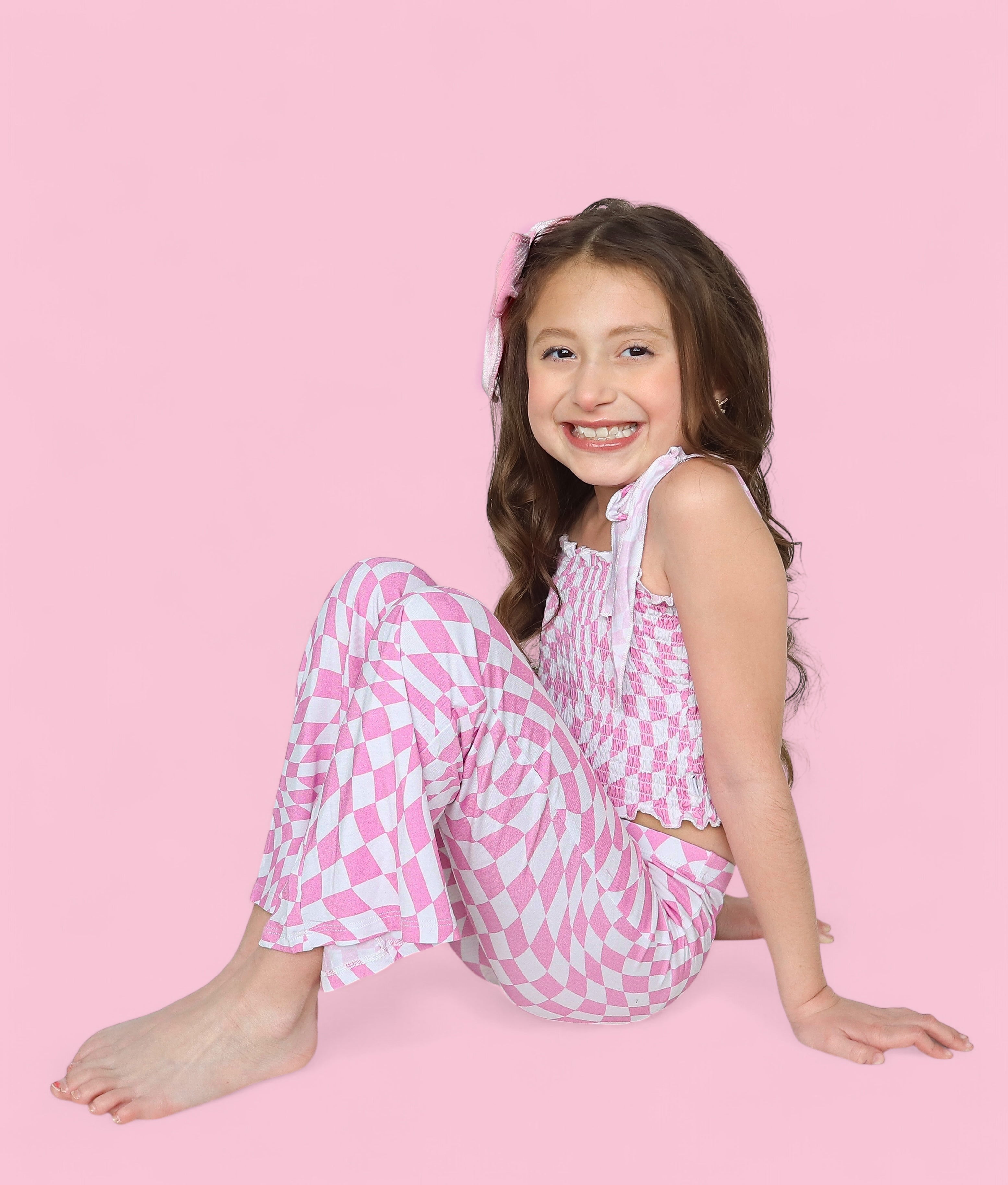 Bubblegum Wavy Checkers Dream Smocked Flare Set