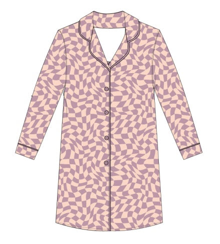 Plum Wavy Checkers Girl's Dream Gown