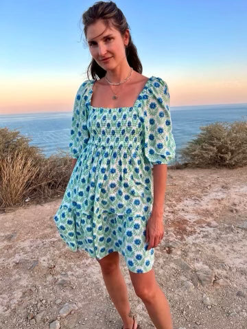 Talia Dress White And Green Azalea