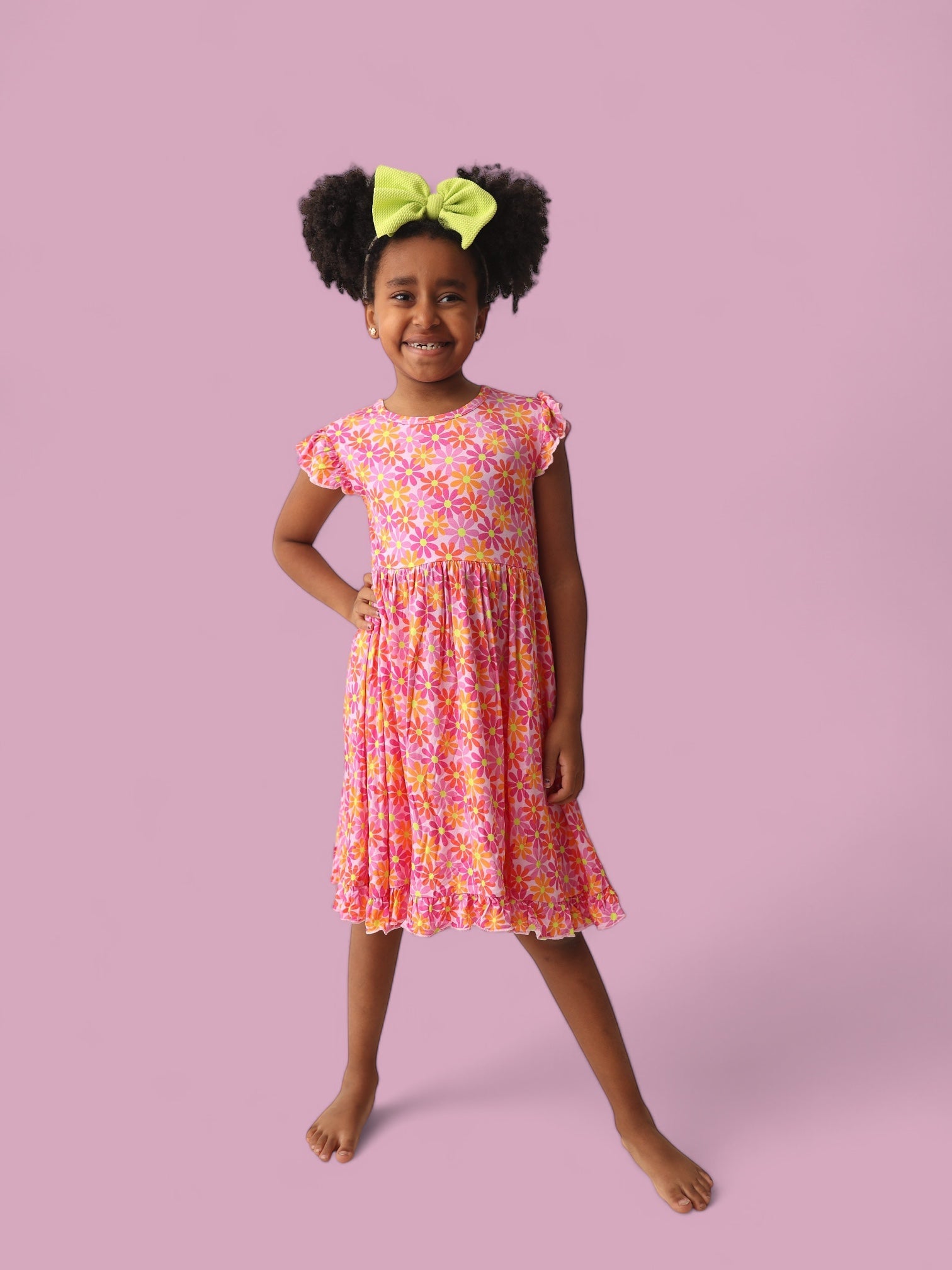 Petal Power Dream Cap Sleeve Ruffle Dress