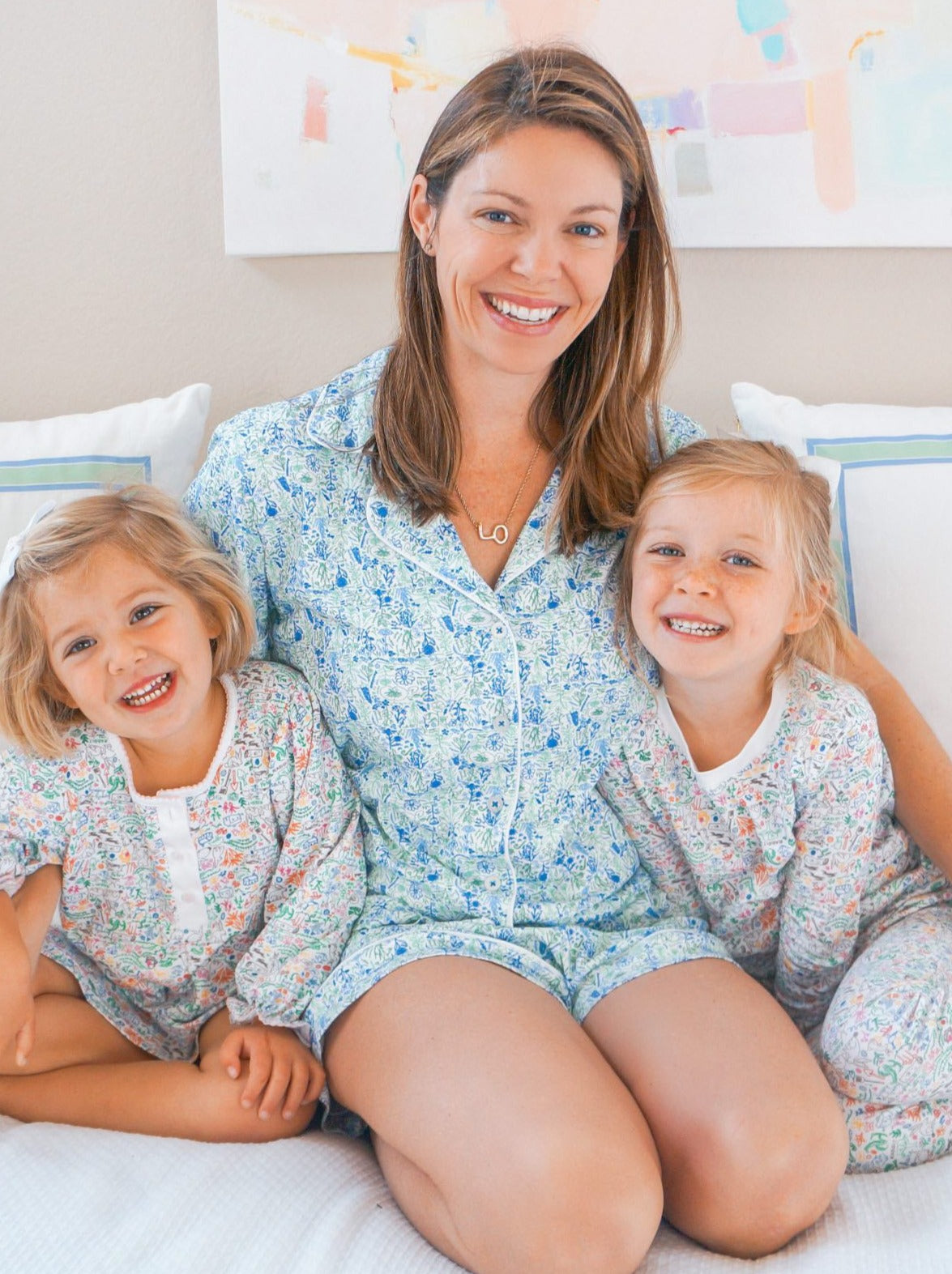 Birth Flowers Women’s Button Polo Short Pajama Set - Birth Flowers - Aster Multi