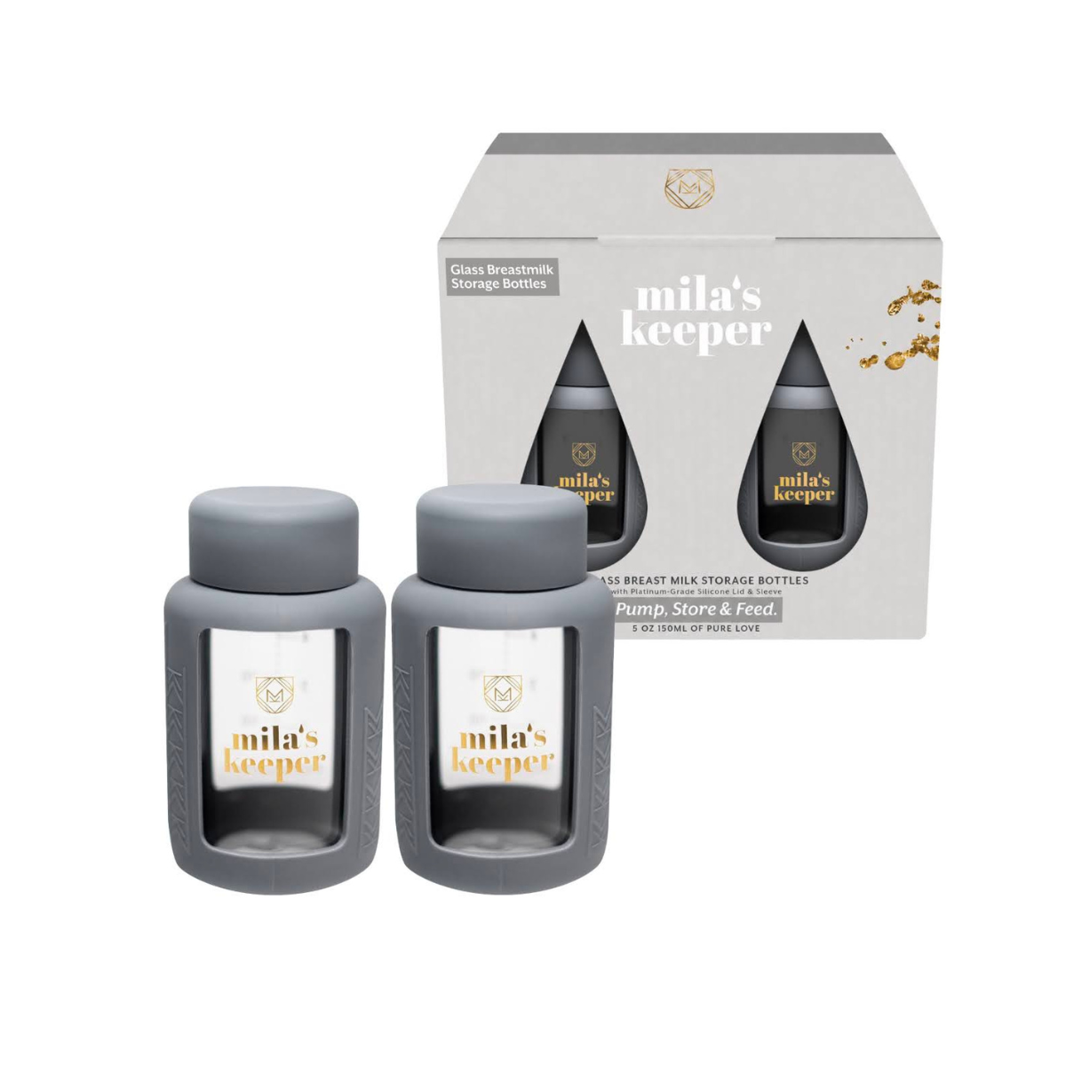 Glass Breast Milk Bottles (set Of 2)