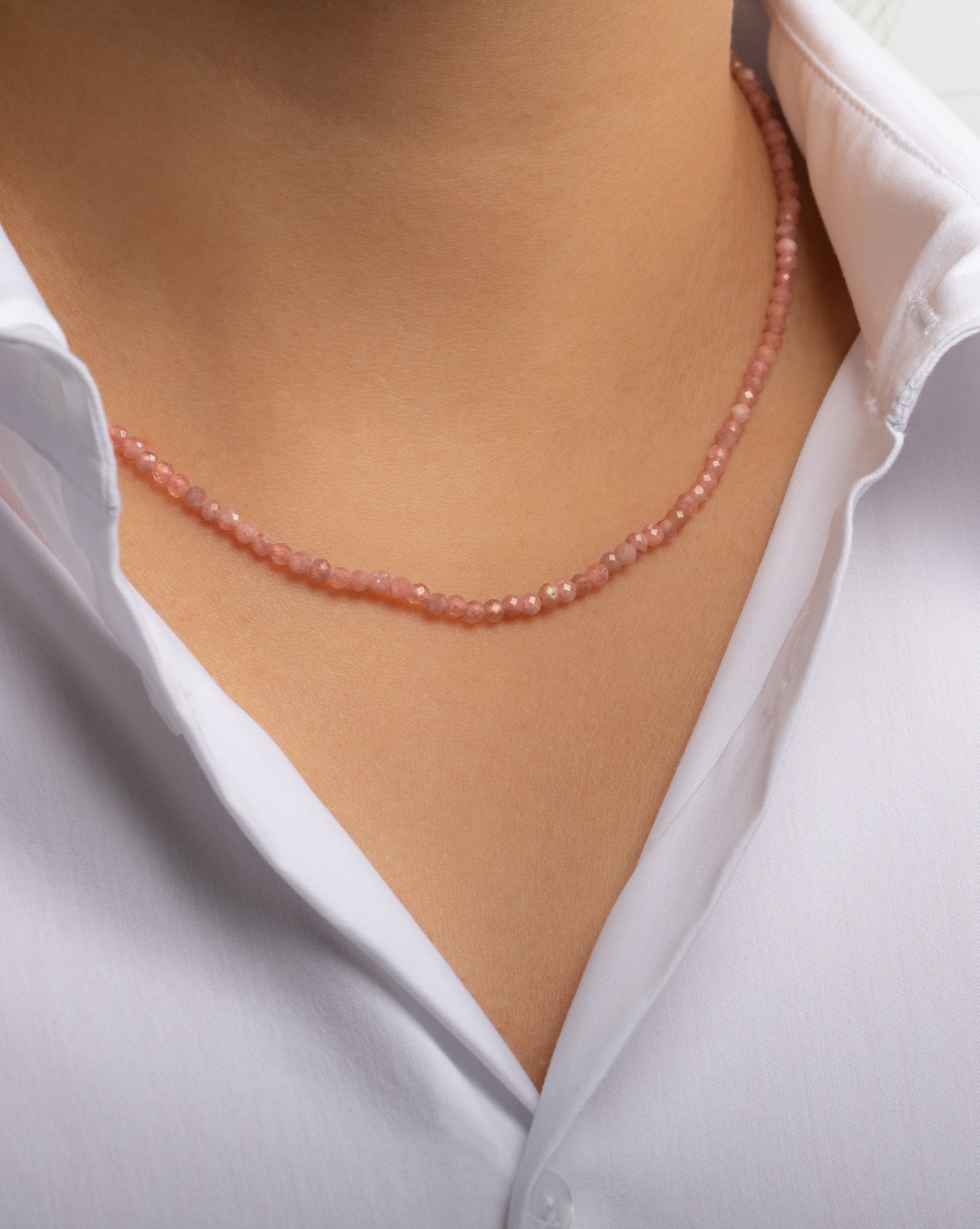 Pink Rhodochrosite Bead Necklace