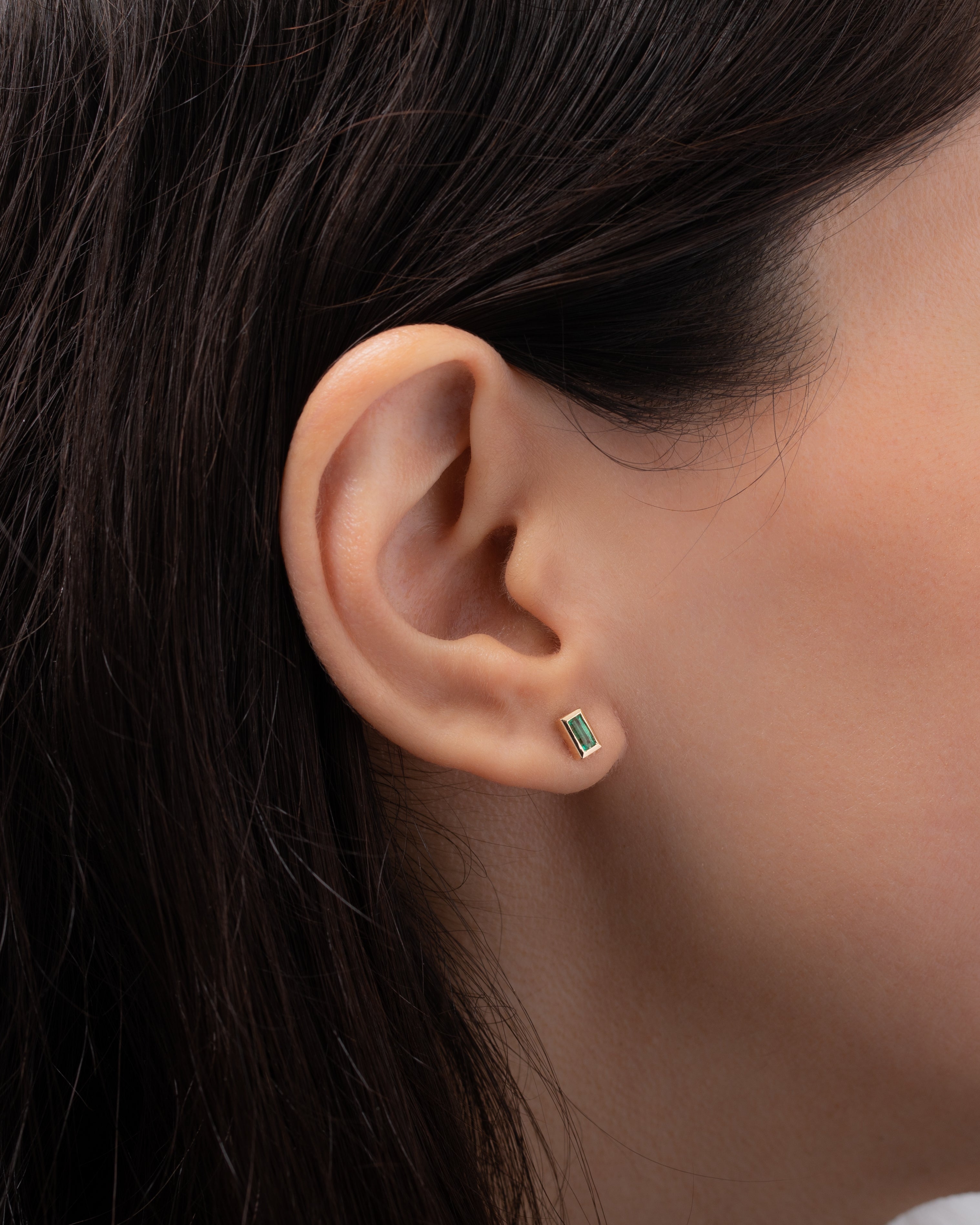 Emerald Baguette Stud Earrings