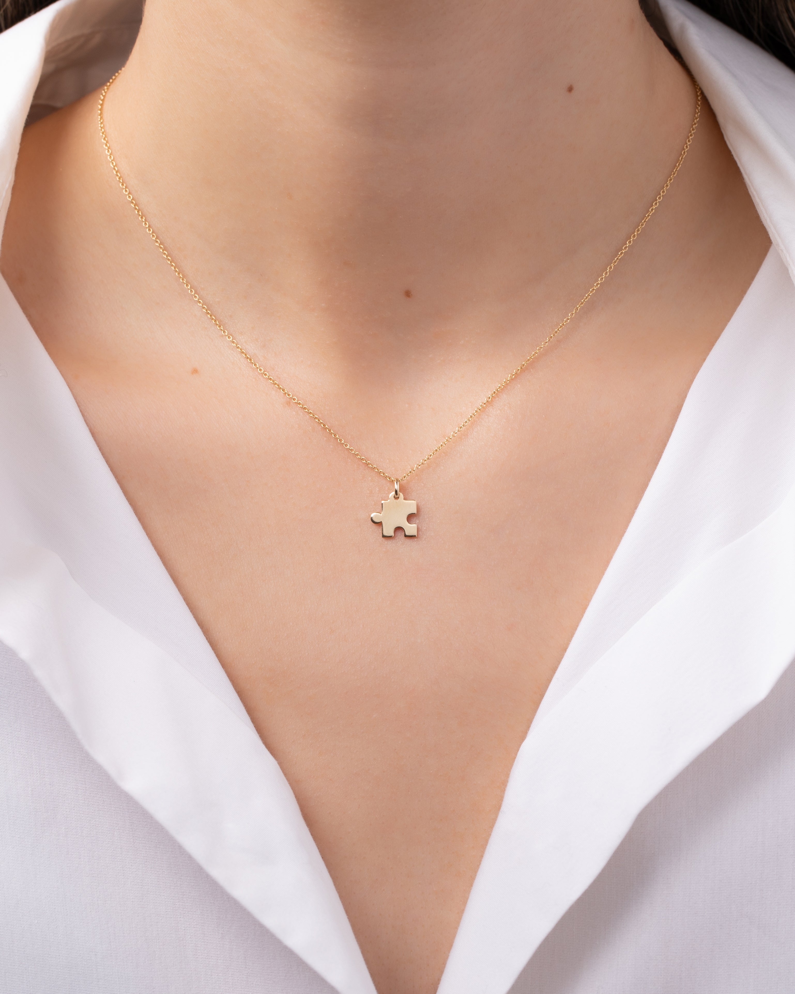 14k Gold Puzzle Piece Necklace