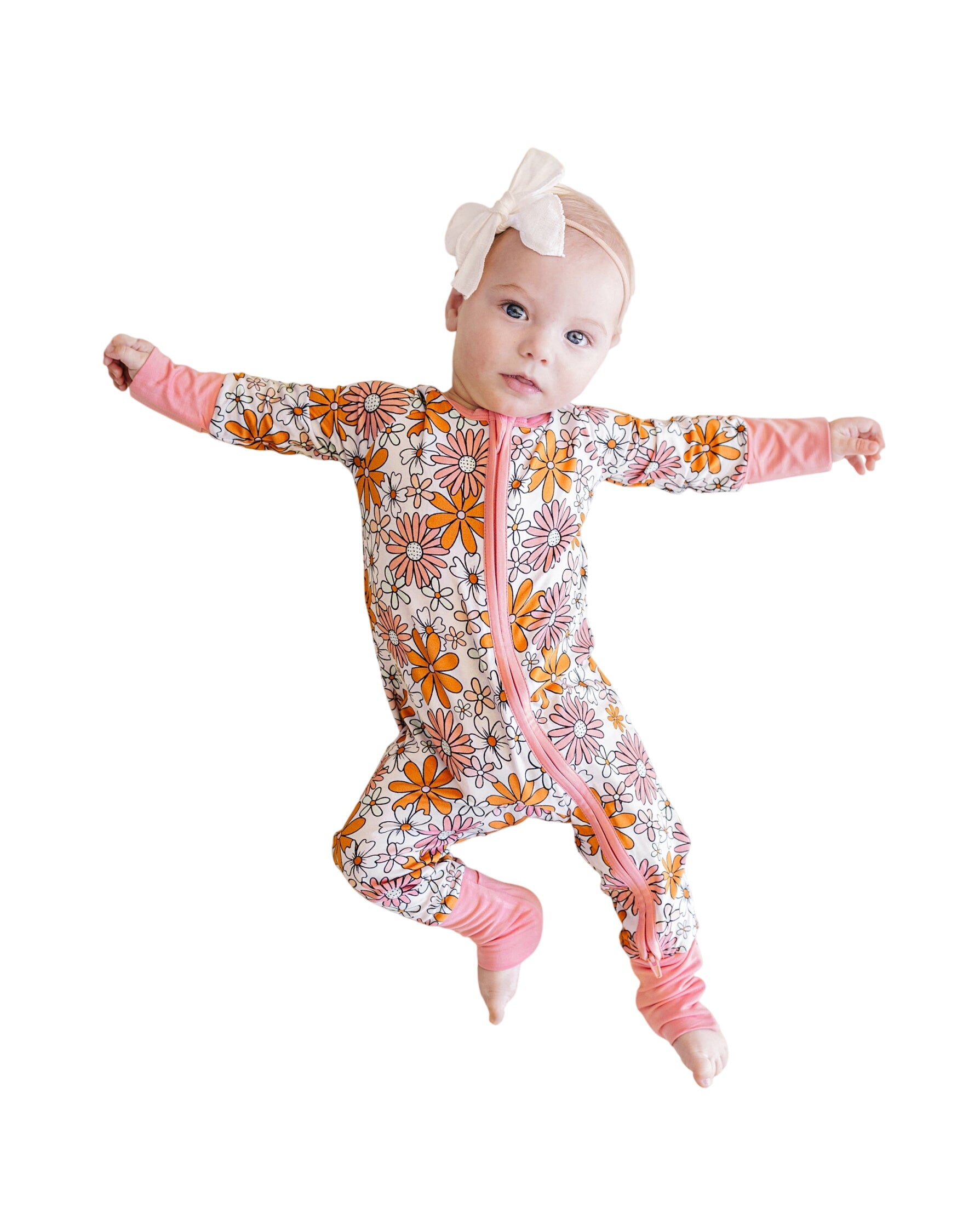 Bamboo Zip Romper | Retro Garden