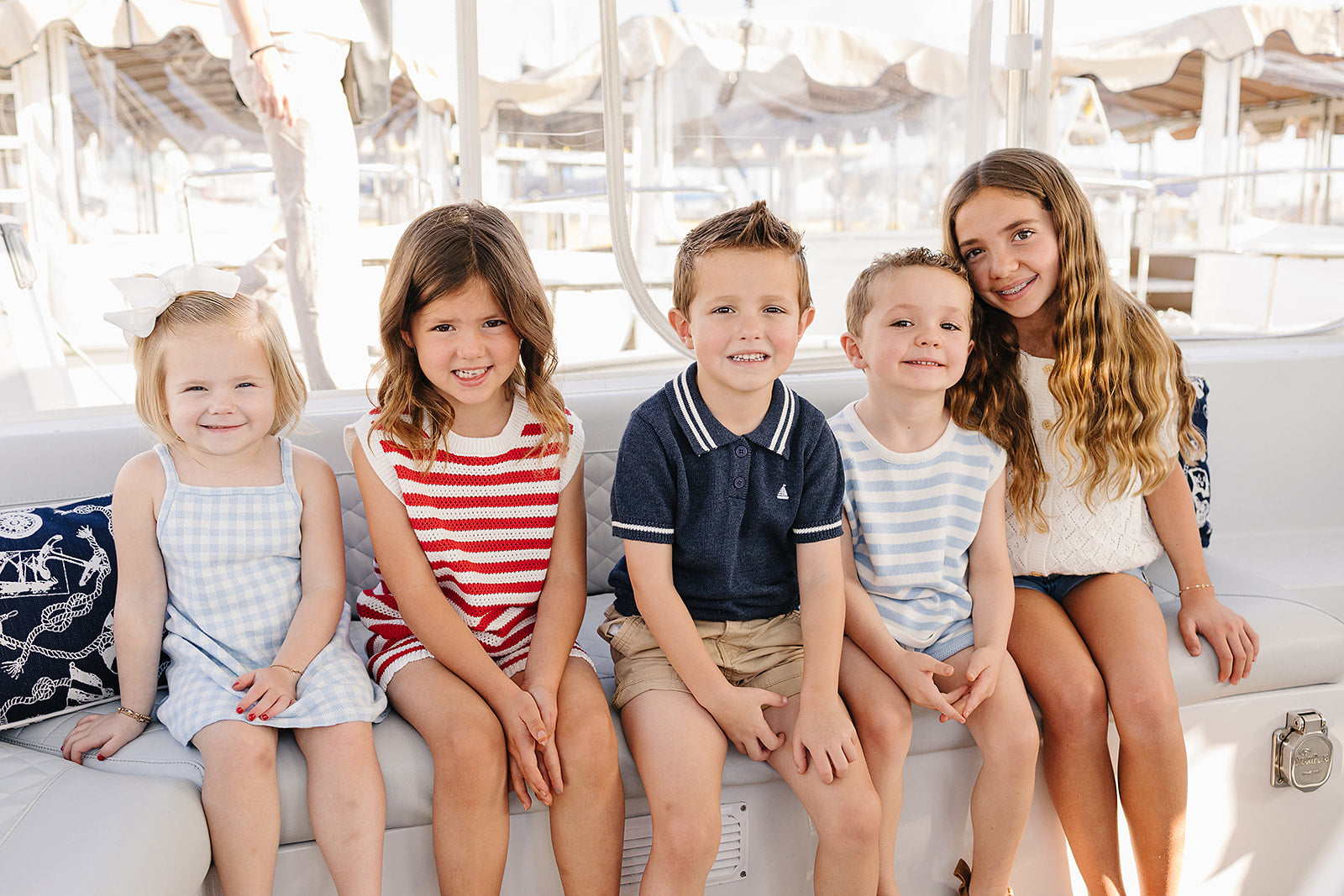 Blue Knit Gingham Dress