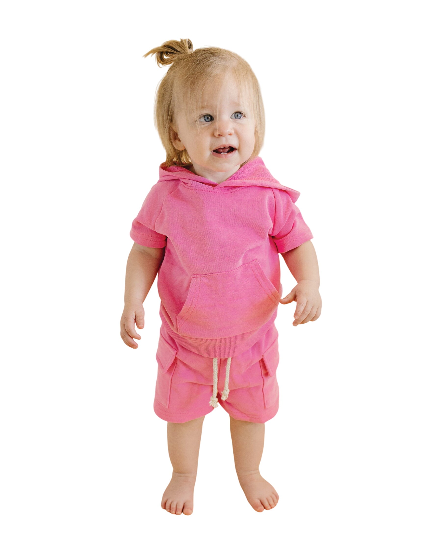 Terry Cargo Shorts Set | Pink