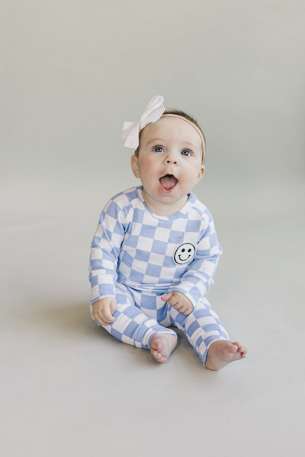 Checkered Smiley Lounge Set | Blue
