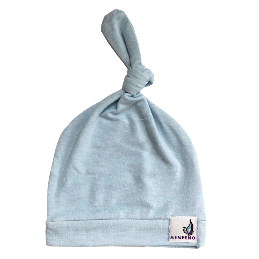 Newborn Top Knot Hat - Sky