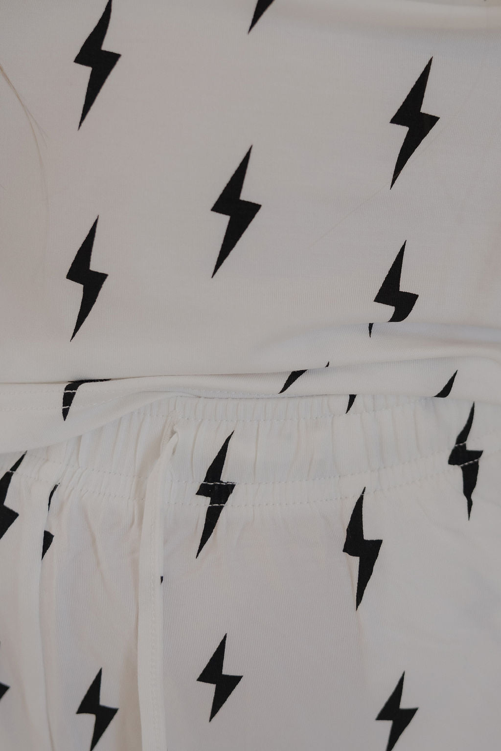 Women's Bamboo Pajama | White & Black Lightning Bolt