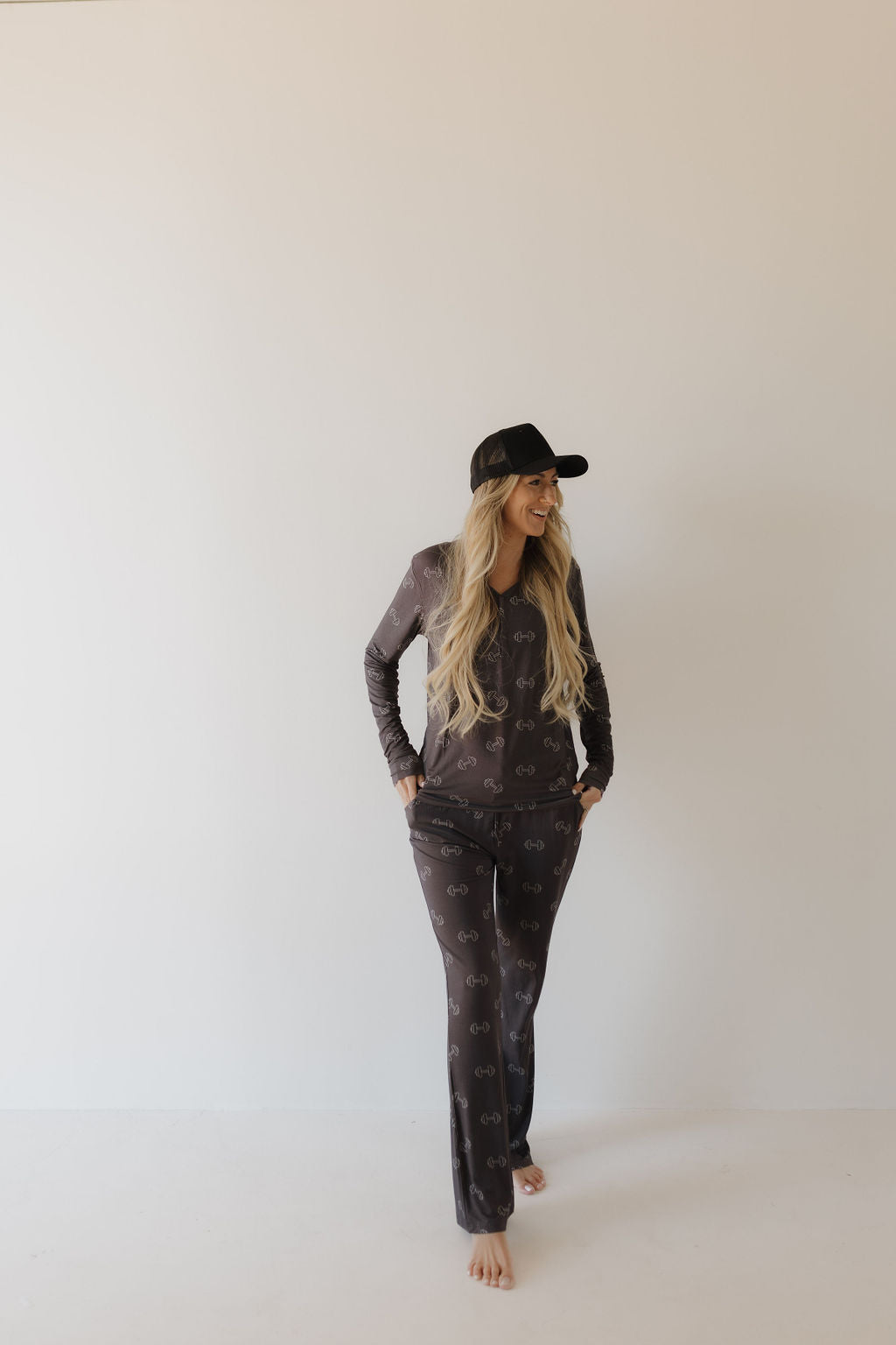 Women's Bamboo Pajama | Charcoal Arm Day