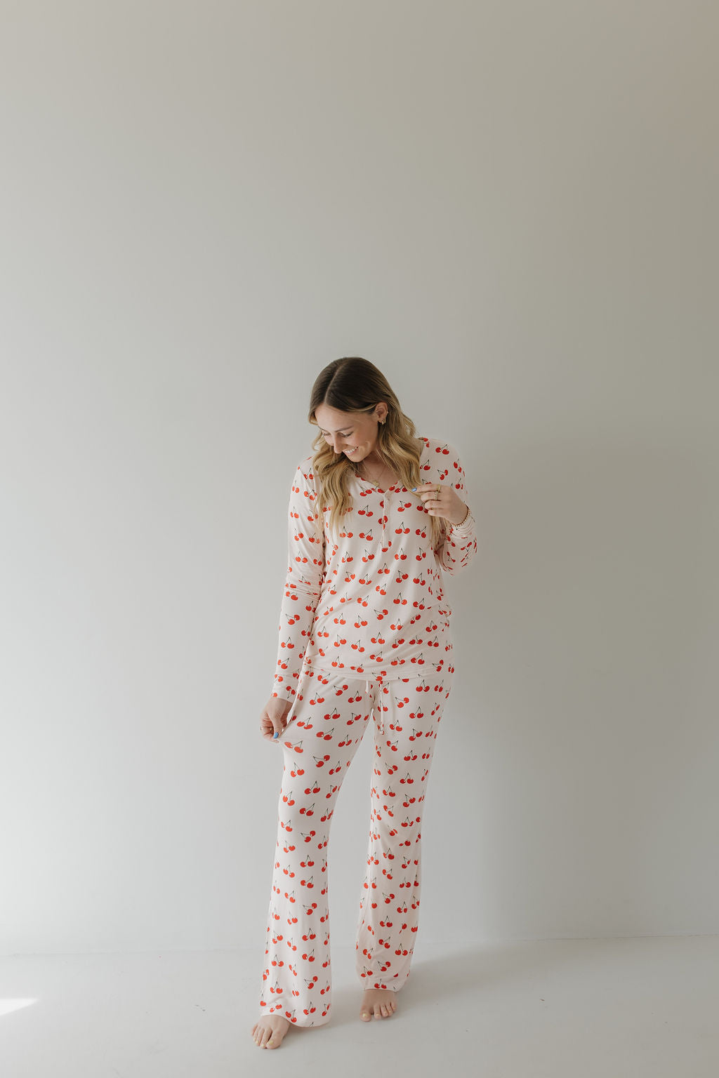 Women's Long Sleeve Bamboo Pajama | Cherry Orchard