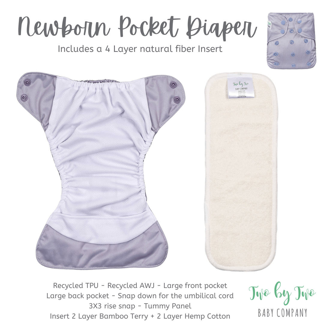 Two By Two Baby Company - Newborn Pocket Diaper With Insert