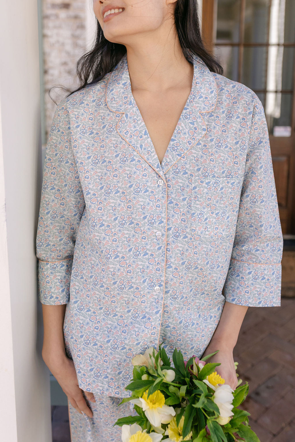 Classic Cotton Pajamas In French Floral