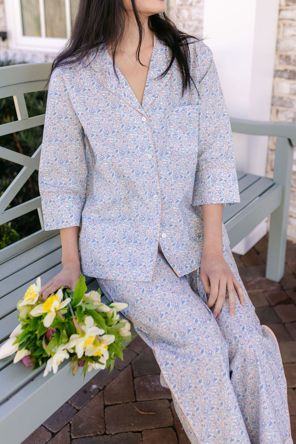 Classic Cotton Pajamas In French Floral