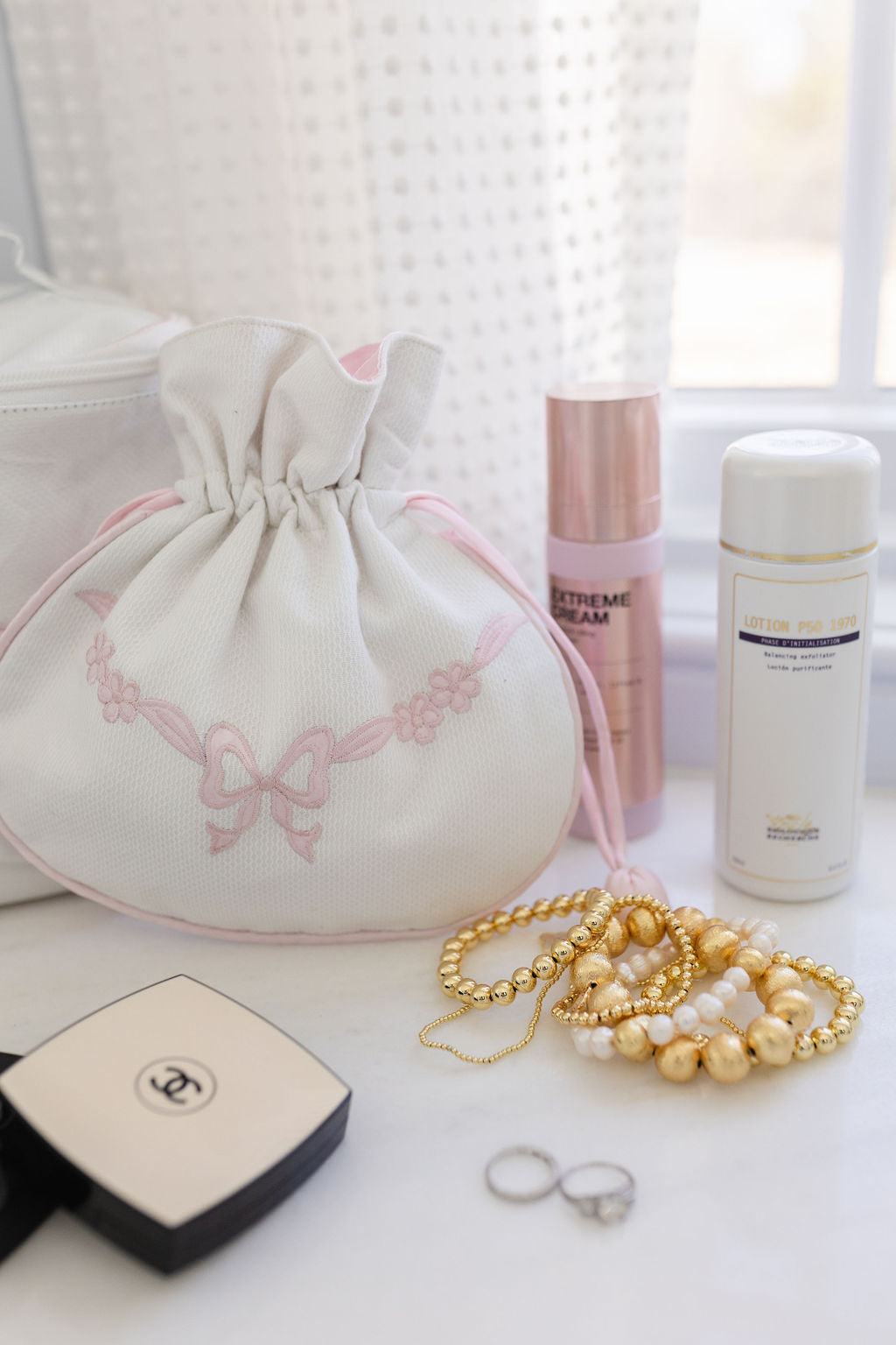 Floral Bow Jewelry Pouch