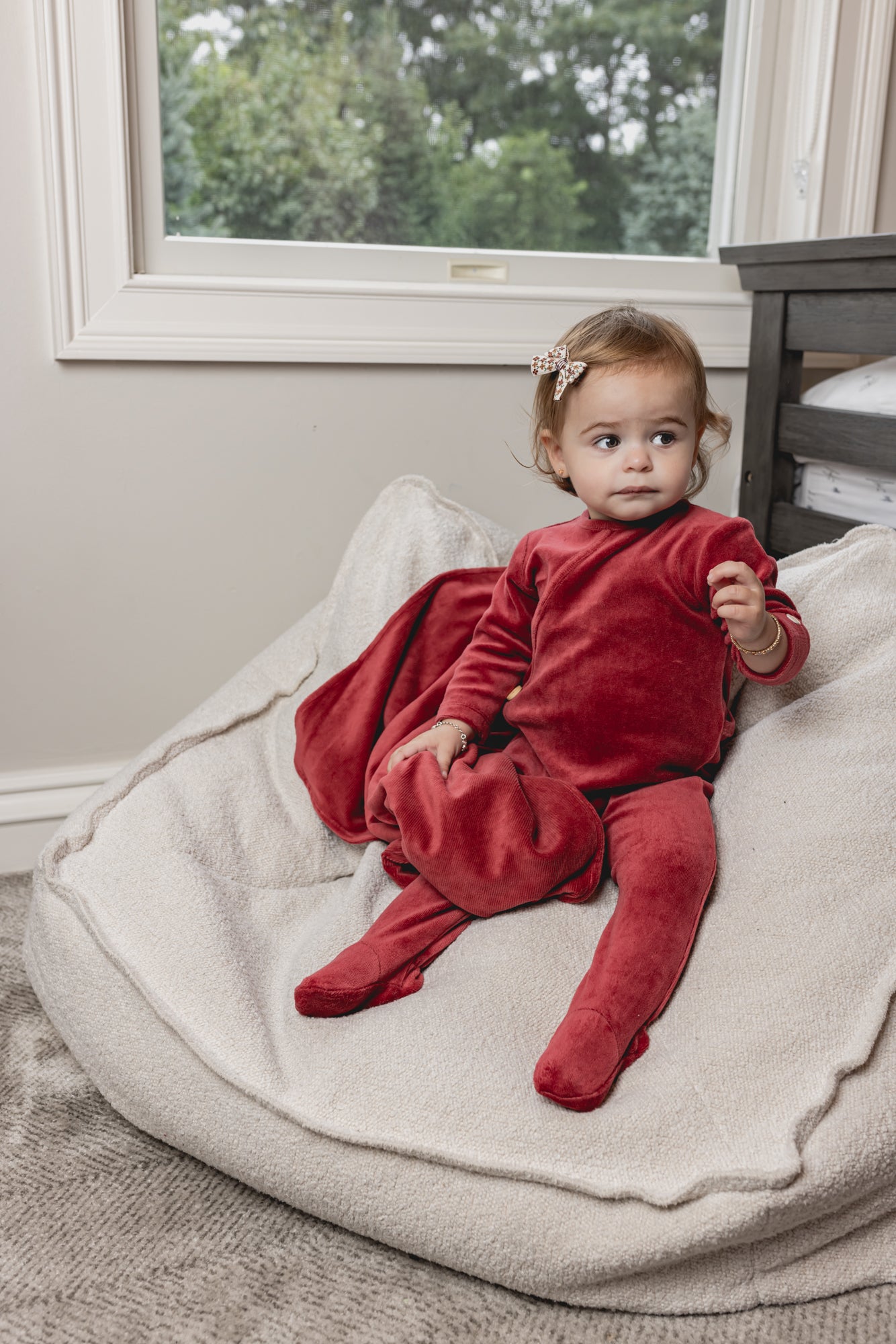 Corduroy Kimono Footie And Bonnet