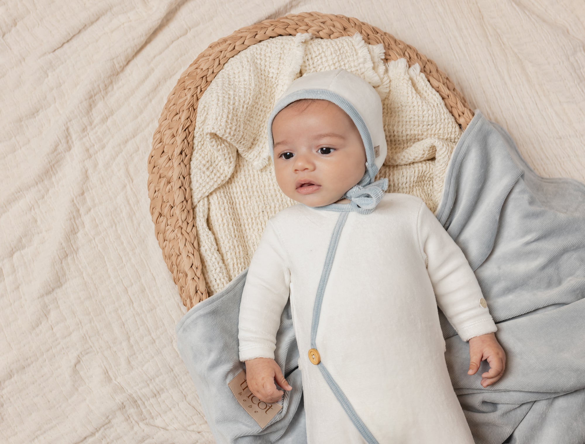 Corduroy Kimono Footie And Bonnet