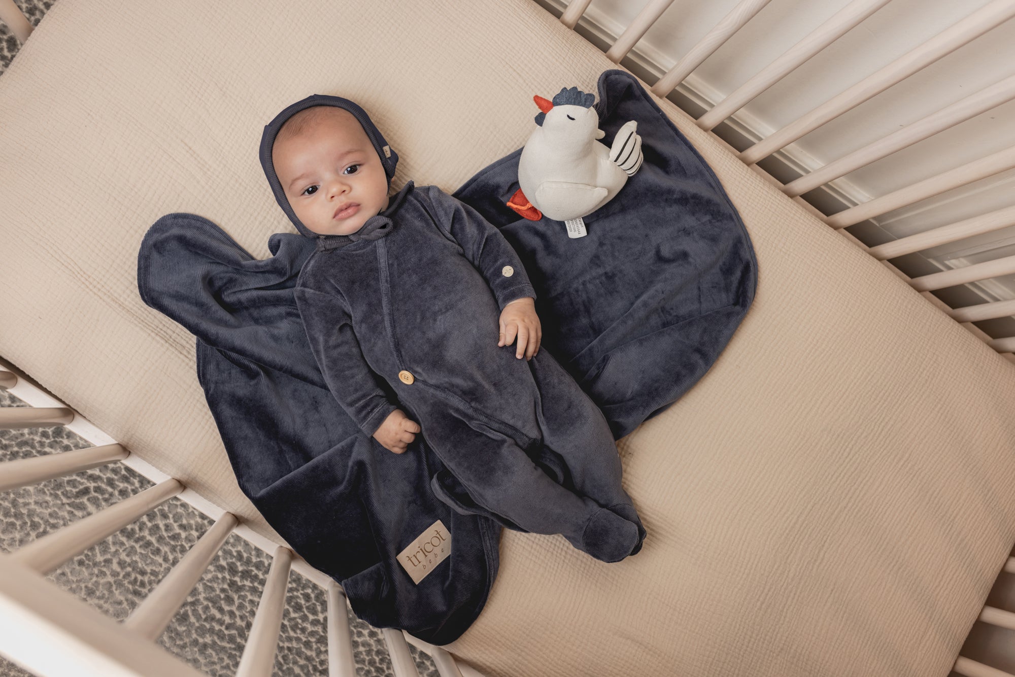 Corduroy Kimono Footie And Bonnet