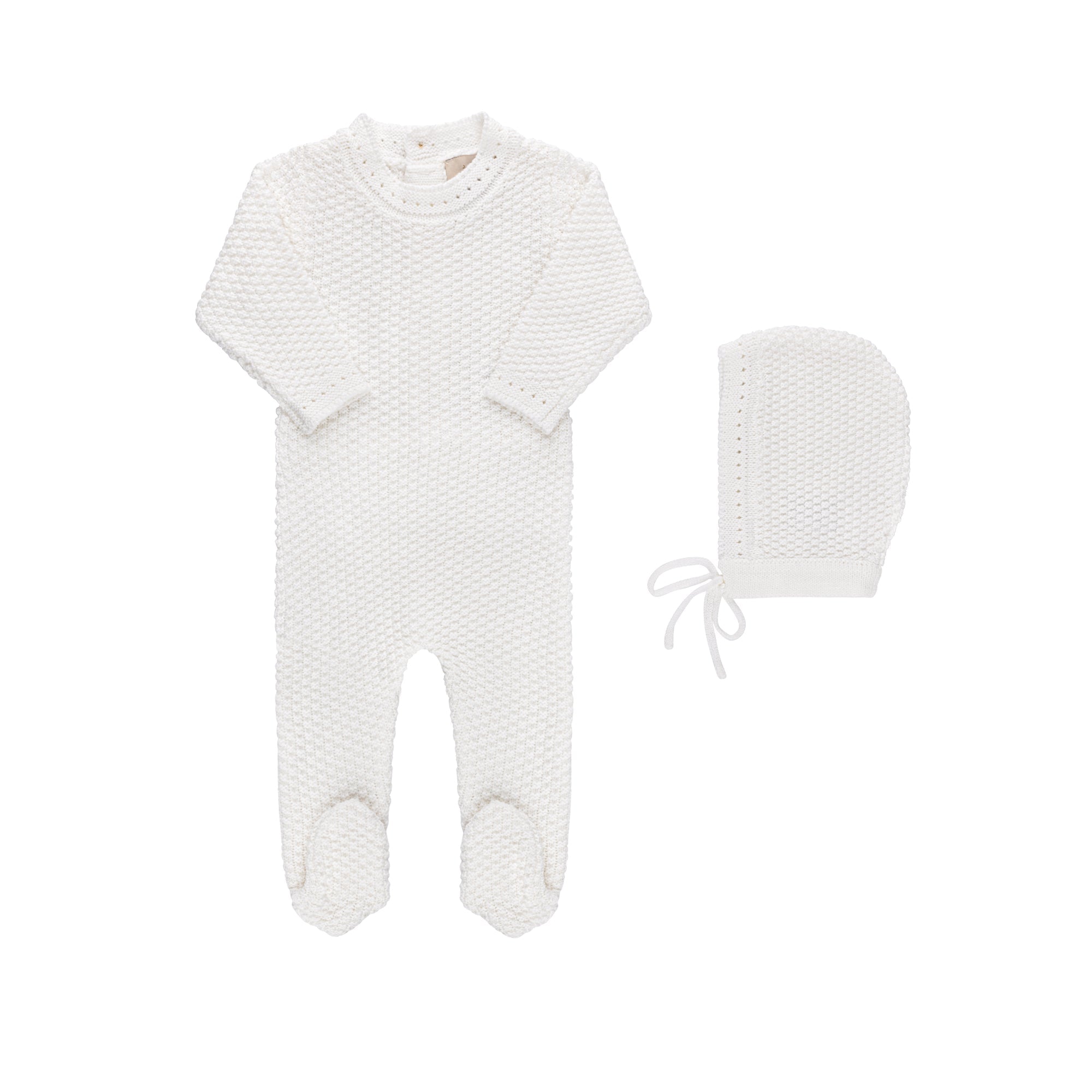 Waffle Knit Footie And Bonnet