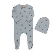 Printed Cherries/ Boat Footie & Hat