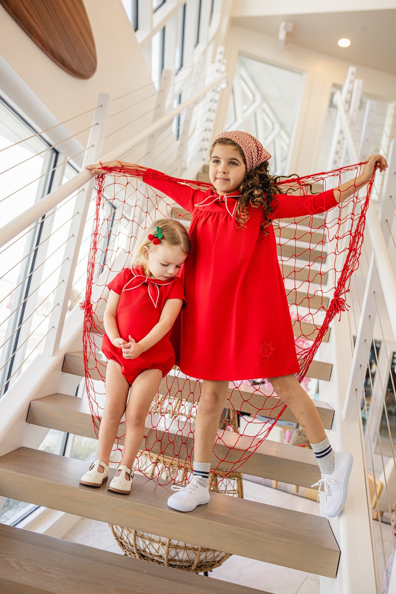 Coastal Red Girls Romper