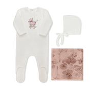 Watercolor Carriage Velour Collection Ivory/pink - Full Set