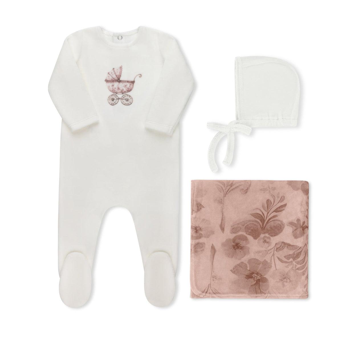 Watercolor Carriage Velour Collection Ivory/pink - Full Set