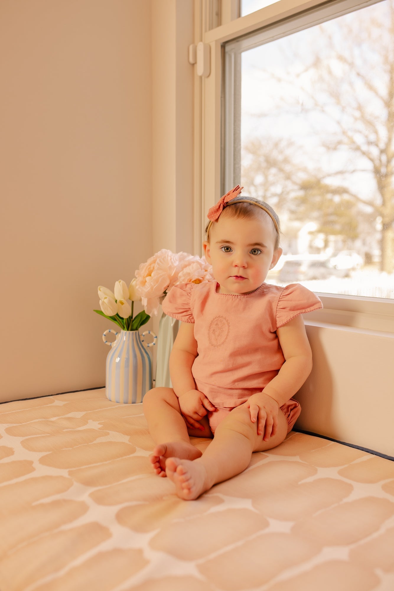 Linen Embroidered Applique 2 Piece Set