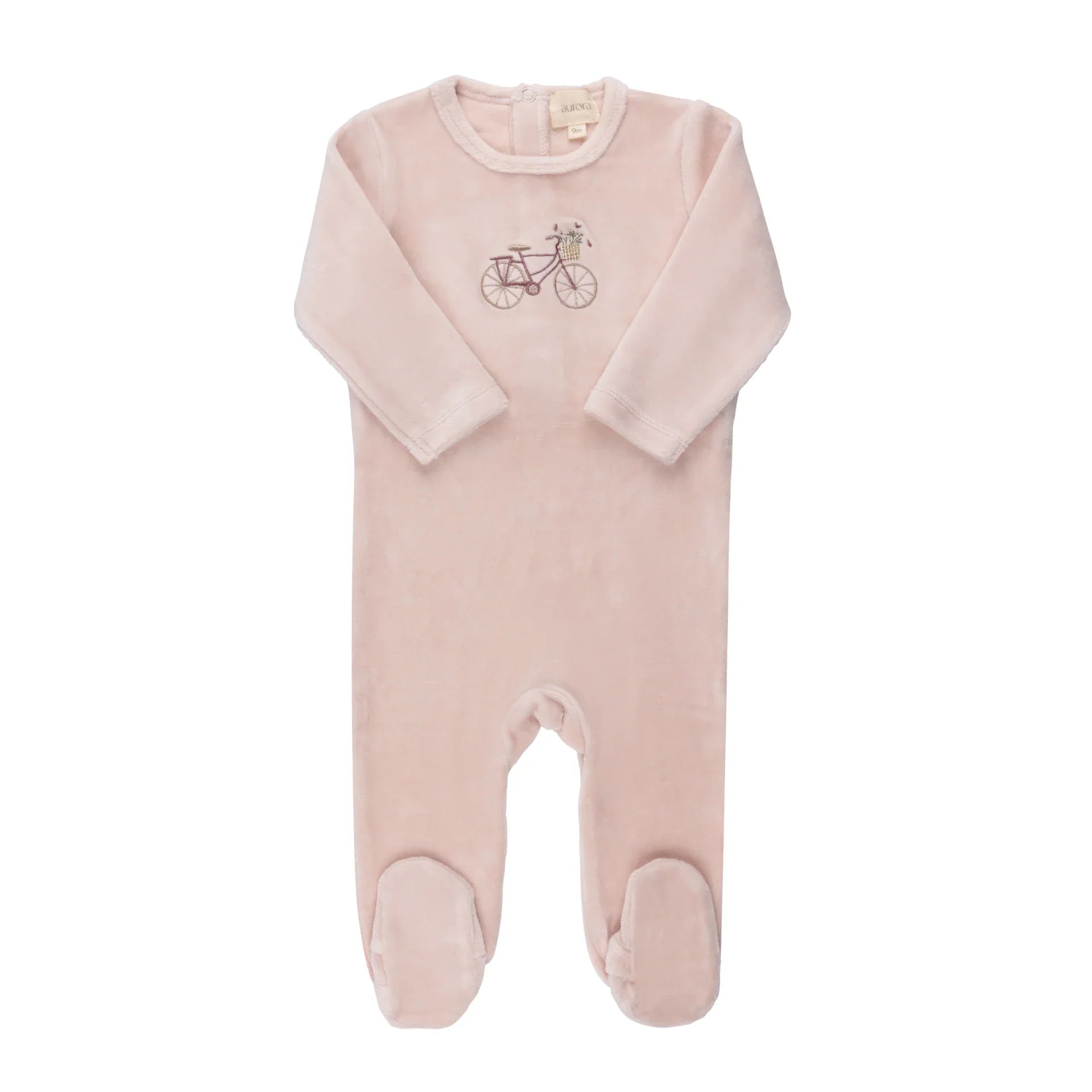 Aurora Pink Velour Bicycle Footie