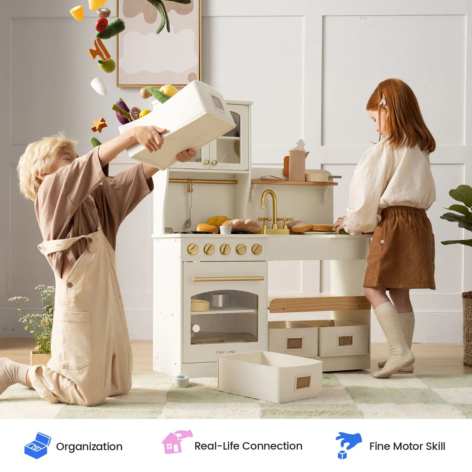 ® Wooden Play Kitchen With Storage For Creative Toddlers