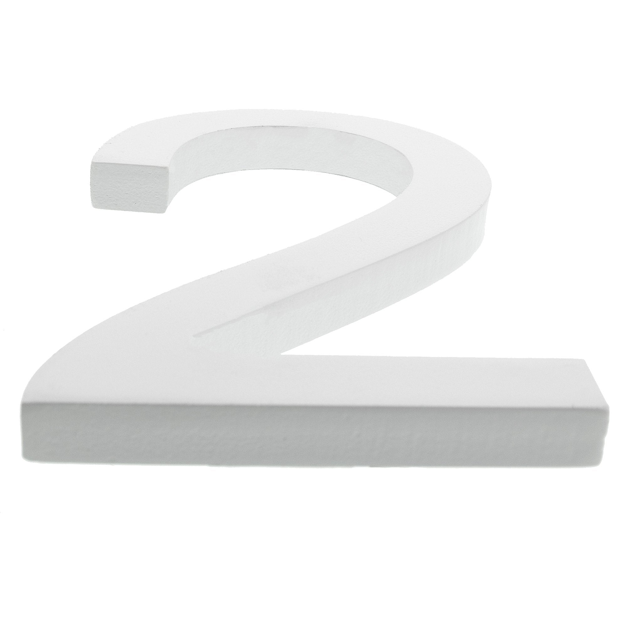 Arial Font White Painted Mdf Wood Number 2 (two) 6 Inches