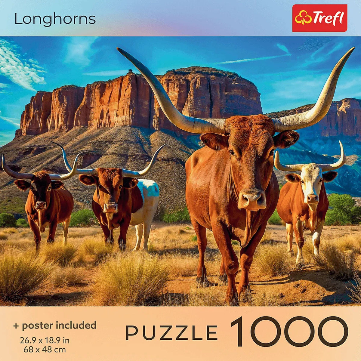 Red Longhorns 1000 Piece Puzzle