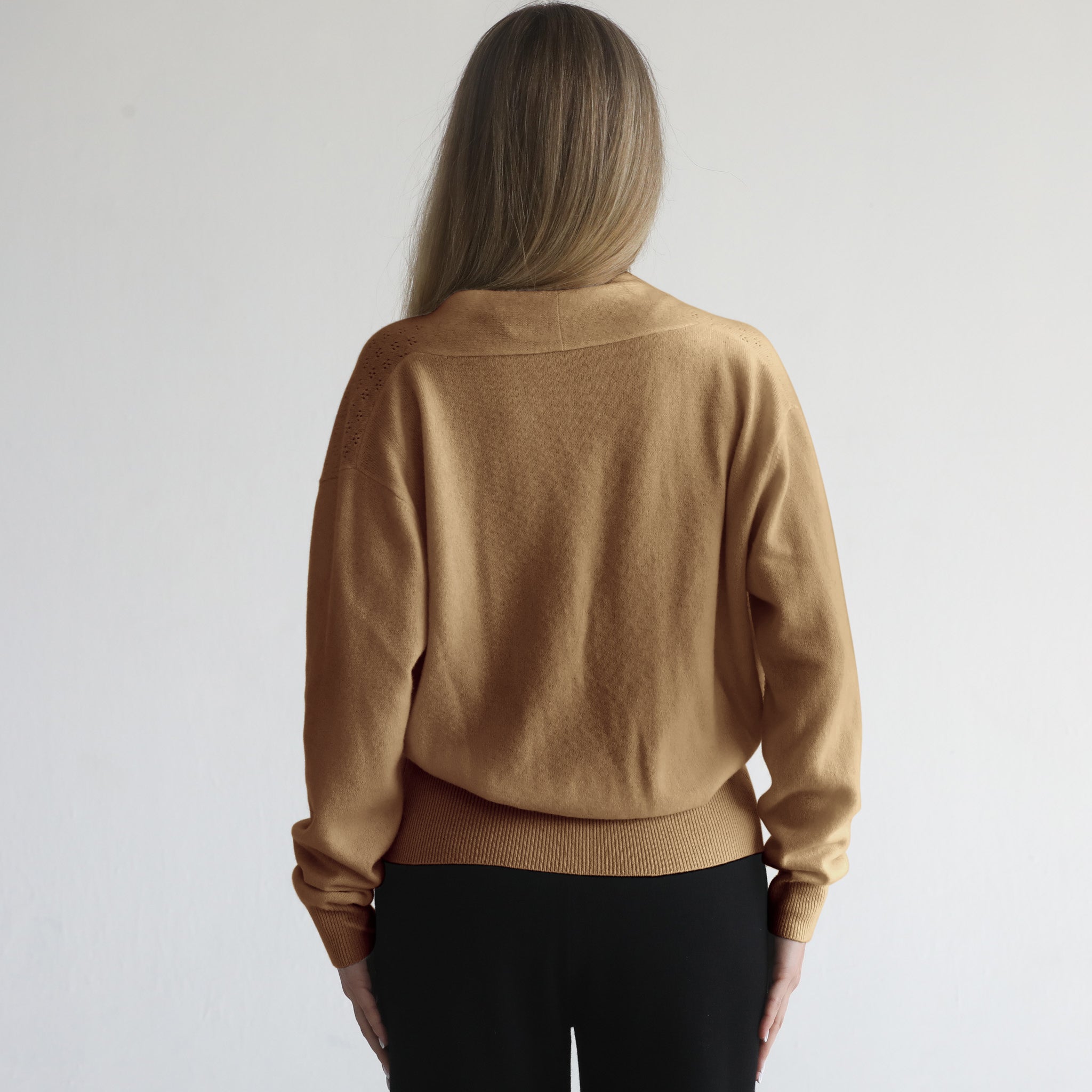 100% Cashmere Wrap Sweater - Bloom (camel)