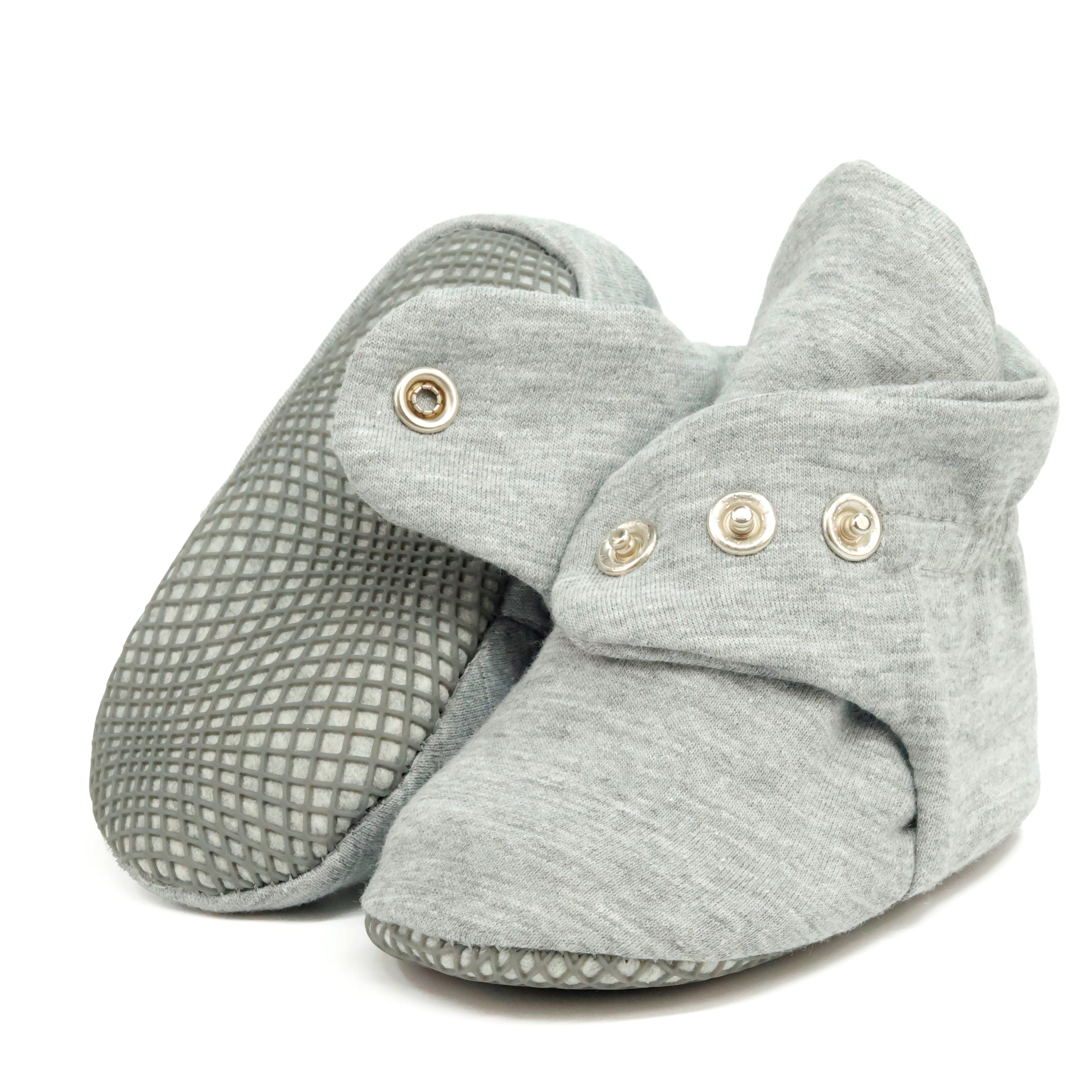 Organic Cotton Baby Booties, Non-slip Sole, Cotton Newborn Booties Home Nursery Shoes, Gray