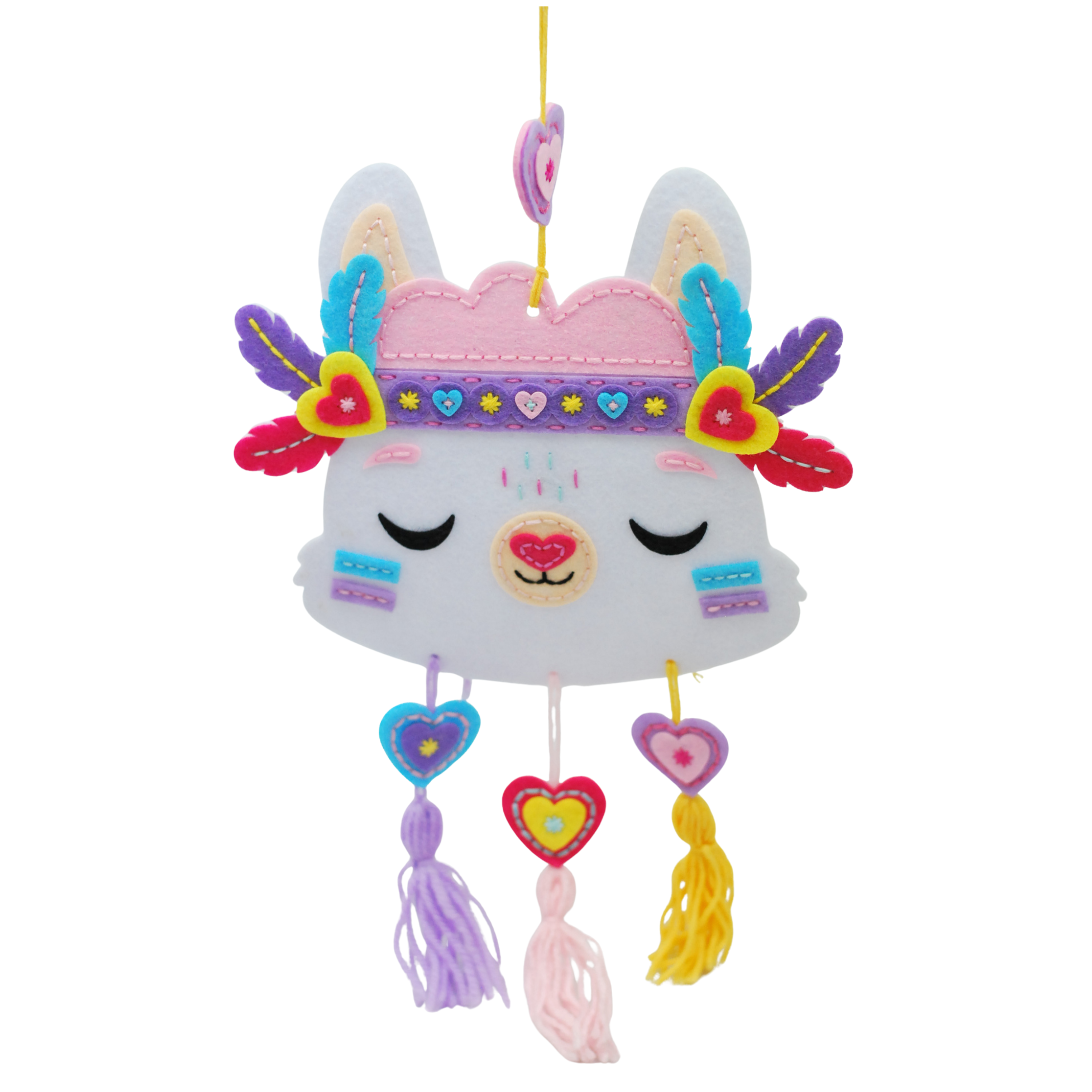 Apli Krapli - Apli Krapli Felt Wall Flag Sewing Kit Lama Precut Felt Thread & Safe Needle Ages 6+