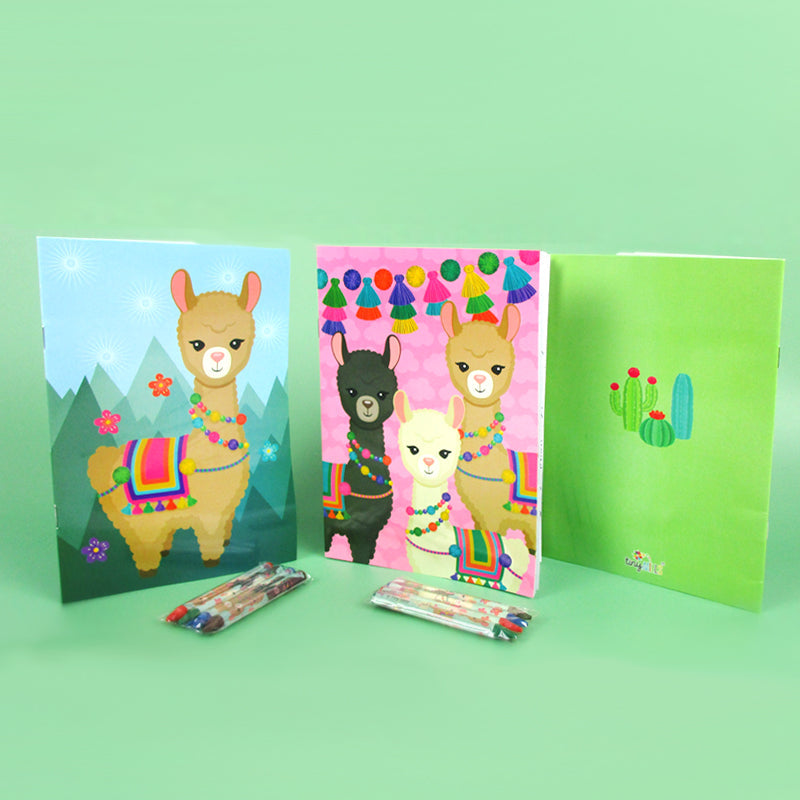 Llamas Coloring Books With Crayons Party Favors - Set Of 6 Or 12
