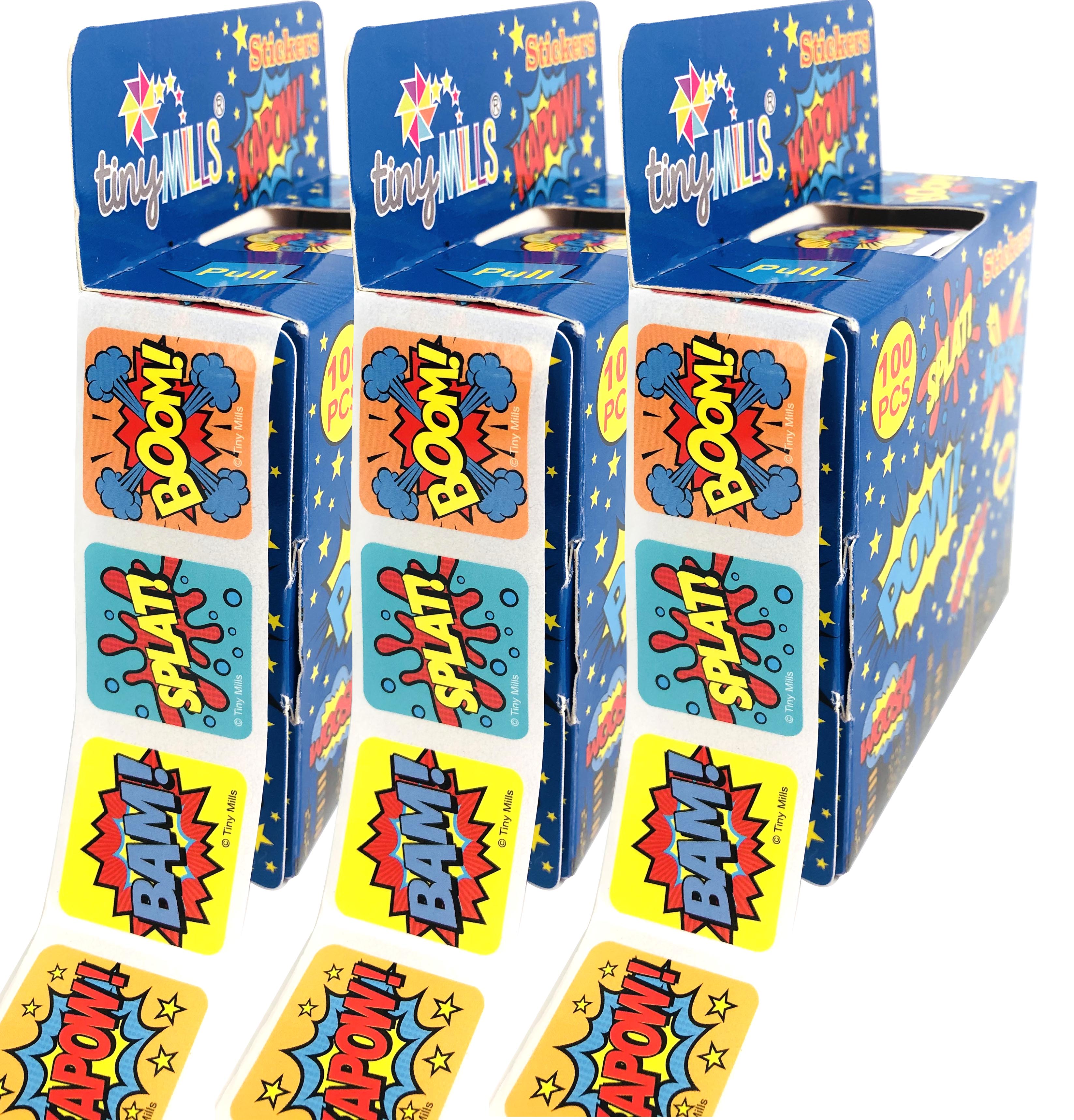 Superhero Stickers 100 Stickers/dispenser, Pack Of 1, 6 Or 12 Dispensers