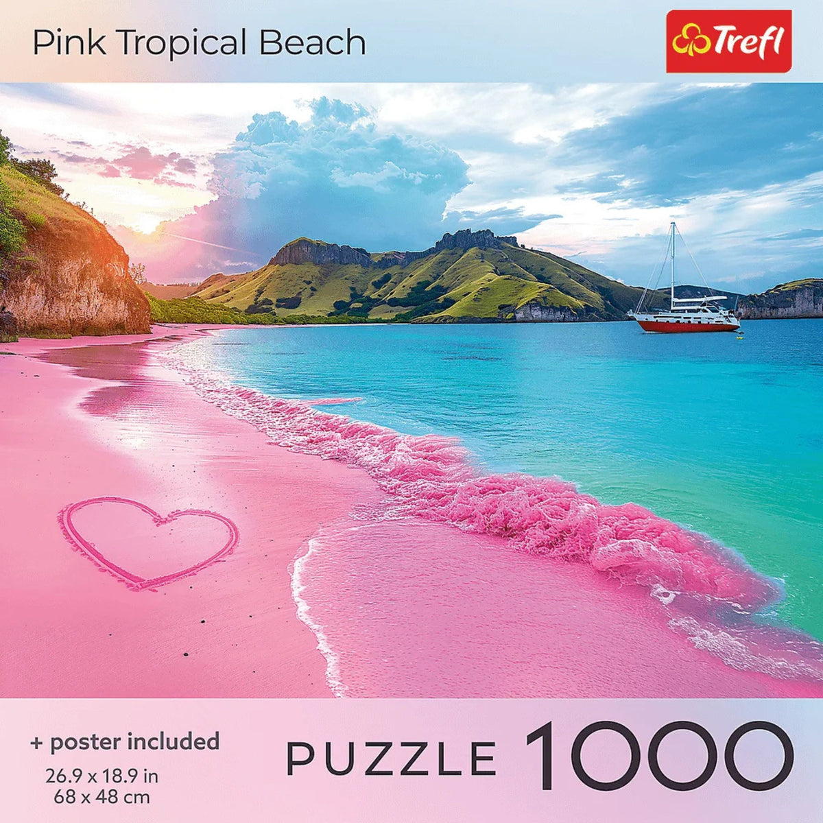 Red Pink Tropical Beach 1000 Piece Puzzle