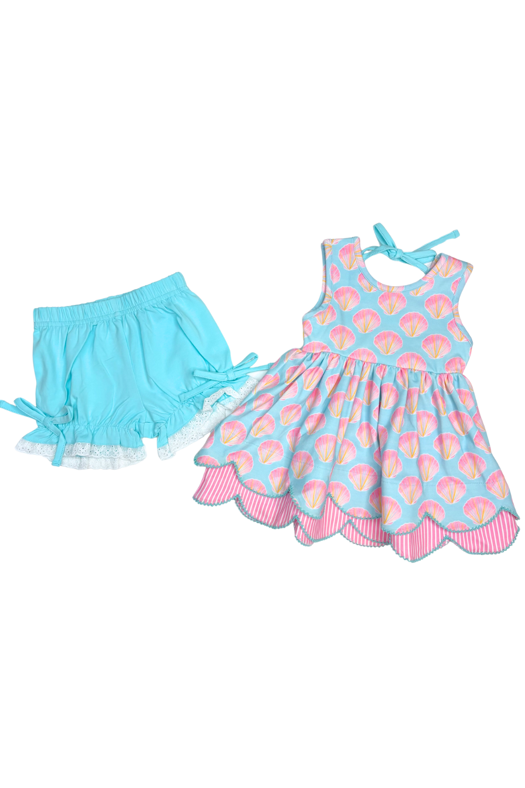 Serene Seashell Scallop Tunic Set