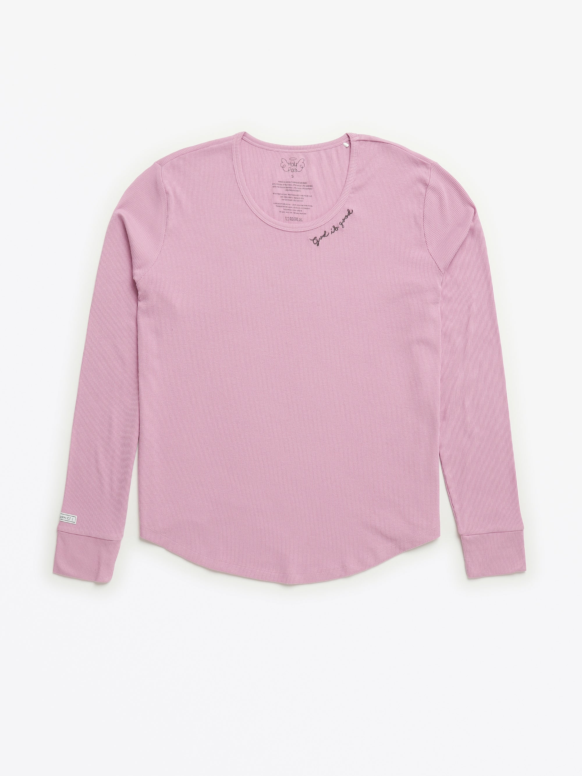 Solid Mauve Womens Pj Jogger Set Ribbed Cotton-bamboo Blend